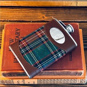 Green Plaid Stainless Steel 8oz Flask